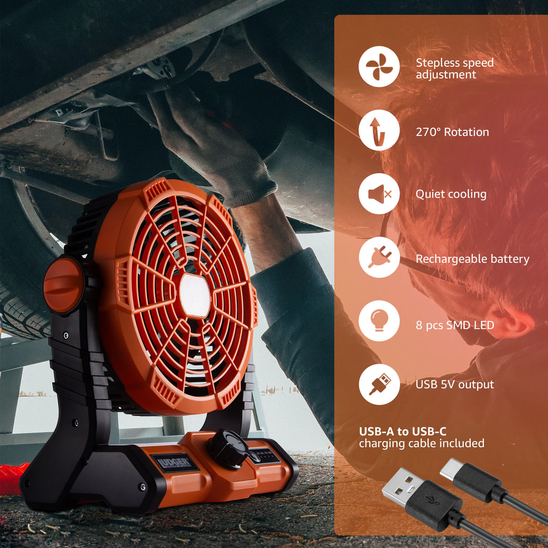 7" 3-in-1 Rechargeable Fan | EL-705WF