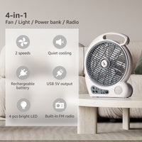 10" Rechargeable Fan with LED Light and Radio | EL-8210F